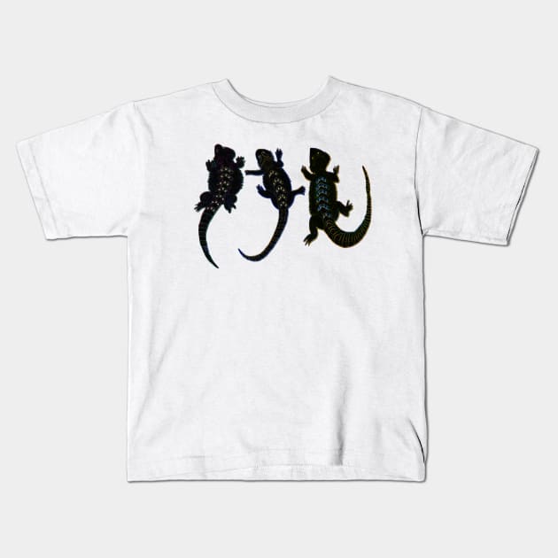 Black Lizards Kids T-Shirt by PaintingsbyArlette